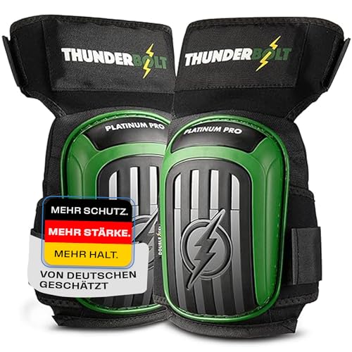 Thunderbolt® Knieschoner Professioneller Knieschützer mit komfortablem Gelkissen Knieschoner Fliesenleger, Bau, Bodenbeläge, Gartenarbeiten mit starken rutschfesten Gurten