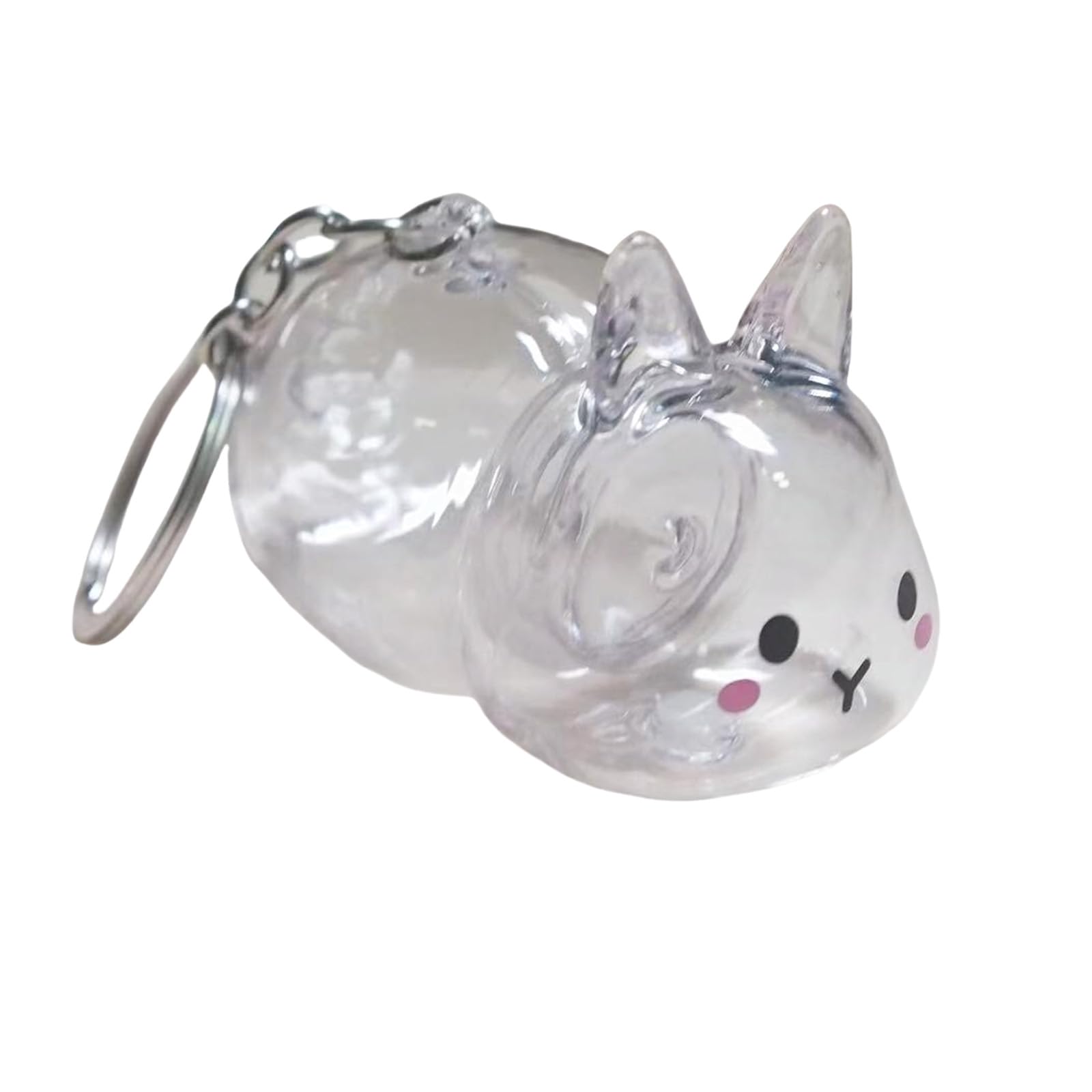 Funny Rabbits Themed Keepsakes Bunnies Hair Container Keyring Decorative Clear Pet Furs Collector Keychain Pendant Gift Decorative Furs Collector Keychain Charm
