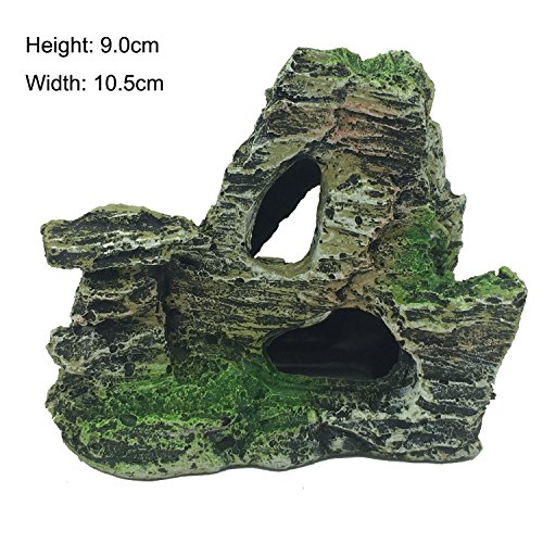 Pietypet Fish Tank Decorations Plants With Rockery View, 9Pcs Green Aquarium Plants Plastic And Aquarium Decorations Mountain Reef Rock Cave Resin Fish Tank Ornament Decoration #TOP2