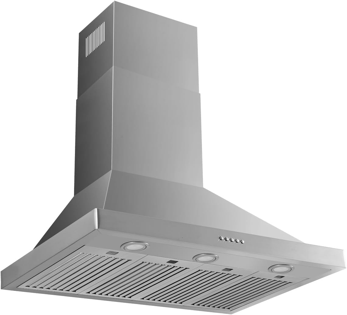 Upgraded 48 inch Wall Mount Range Hood Vent Convertible Dual Motors 1500CFM Stainless Steel for Kitchen 3 Speed Exhaust Fan ETL listed (Upgraded Dual Motors)