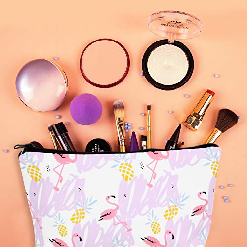 ABOOFAN Bolsa de Armazenamento de Cosméticos Padrão de Flamingo Organizador de Bolsa de Maquiagem Po