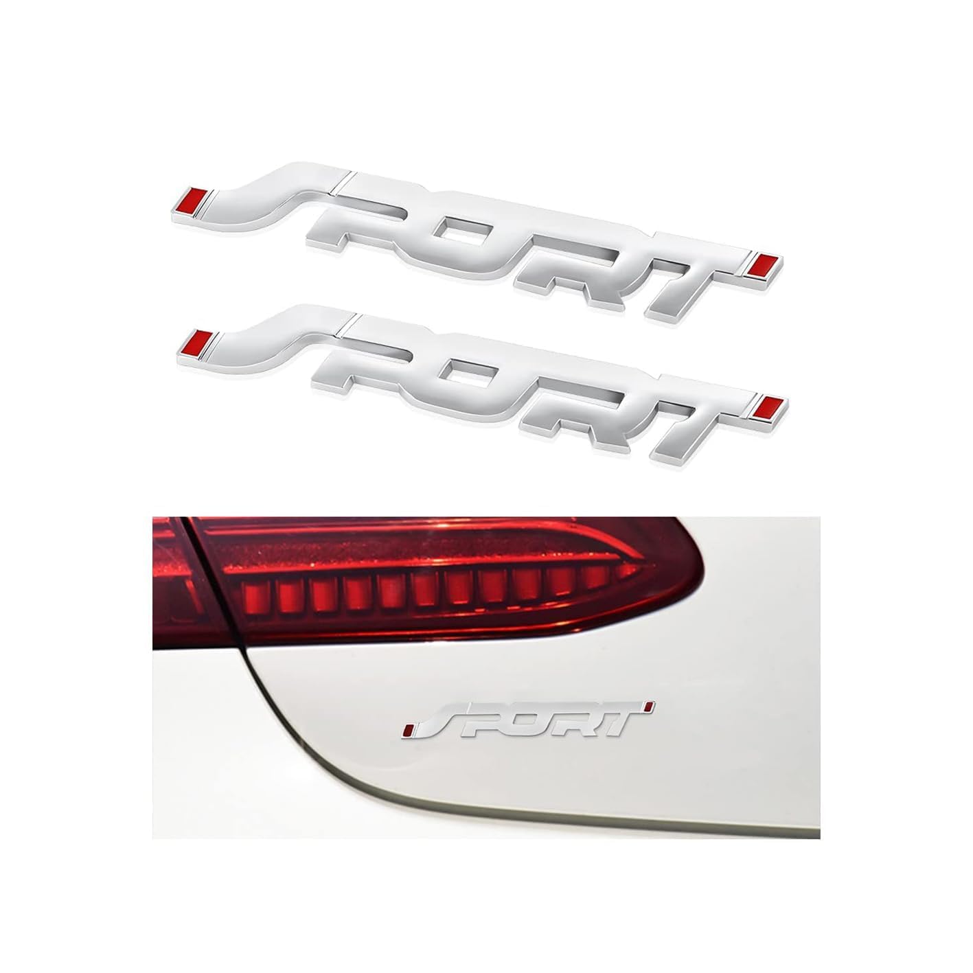Woniyal 2 Pcs Sport Badge Car Metal Matt Suitable for Perros para Mercedes Benz B-Klasse W247 | 2018-2025, 3D Emblem Sticker Trim Paint Protection Tailgate Decal Scratch Proof Bonnet,White