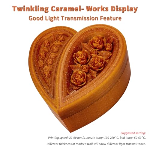Image of ZIRO Sparkle PLA Filament 1.75mm, Shiny Glitter with Transluent PLA Base, Twinkling 3D Printer Filament, Galaxy Colorful Printing Material,1kg Spool, Fit Most 3D Printers, Twinkling Caramel