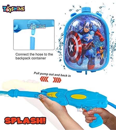 Image of Toyshine Holi Water Toy Gun with Pressure Mechanism for Long Throw, Back Holding Tank, Back Holding Tank, 3.2 L, Captain Blue