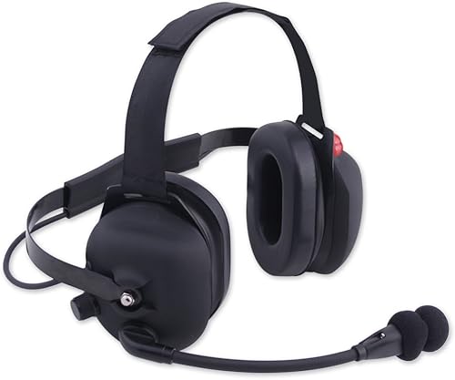 Rugged Radios H43-BLK-K - Auriculares de carreras de dos vías con revestimiento de goma negro con micrófono dinámico con cancelación de ruido y