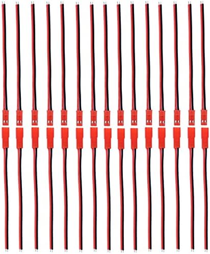 Zapour 15 Pairs 20 AWG JST Connector Jst Plug 2 Pin Male Female JST Connector Cable Wire