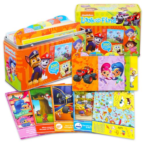 Tarjetas flash de la Patrulla Canina para niños - Busca y encuentra tarjetas flash con Paw Patrol, Bob Esponja, Dora y más | Juguetes educativos Nickelodeon para niños y niñas