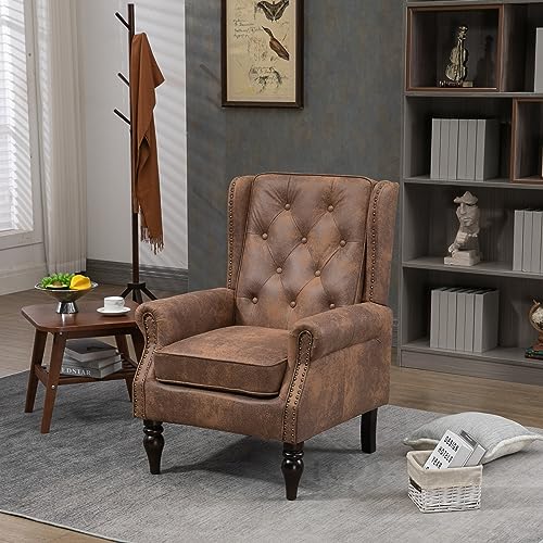 Sillón Tufted Wingback Microfibra Chocolate miniatura 5