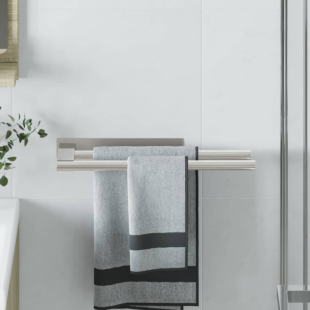 Toallero de acero inoxidable 40 x 9 x 4 cm cepillado montaje en pared inoxidable ahorra espacio para cuarto de baño WC cocina con almohadillas autoadhesivas y diseño giratorio