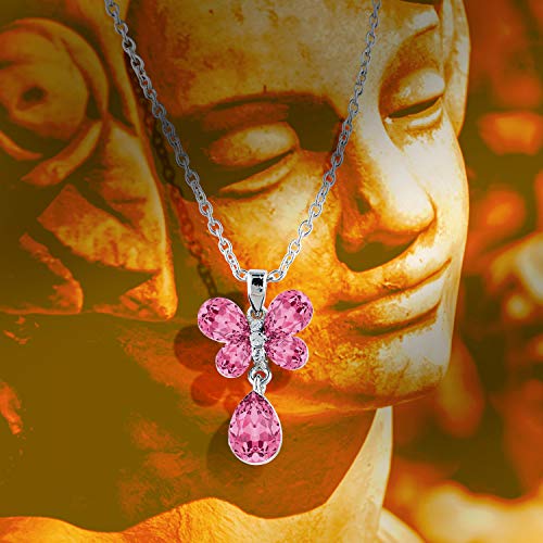 Rhodium Plated Butterfly Pendant with Crystals