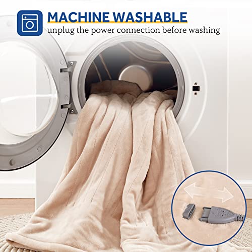 Sealy Cobertor Elétrico Tamanho Duplo, Cobertor Aquecido De Flanela Com 10 Níveis De Aquecimento E D