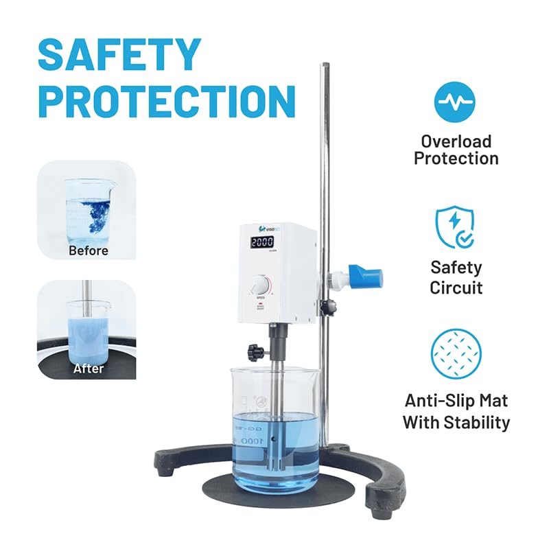 Miniatura 4 de Emulsionante dispersador de laboratorio de homogeneizador de alta velocidad, mezclador digital de emulsión de alto cizallamiento de 2000-20000 rpm,