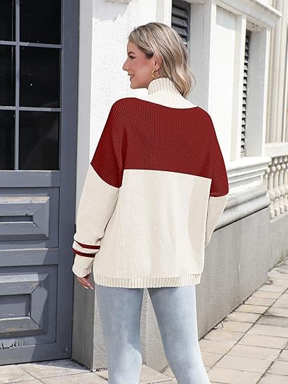 Image of Sweater for Women Winter Turtleneck Long Sleeve Pullover Tops Casual Oversized Knitted Sweaters