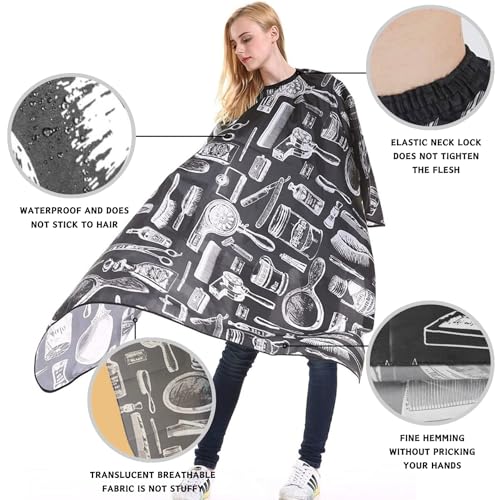 LUFFLOK 2 Pcs Barbers Cape, Black Stamp Duty Hairdressing Gown, Hair Salon Cutting cape, Waterproof Barber Cape - Image 4