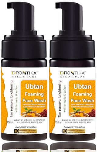 Image of Drontika Wild & Pure Ubtan Foaming Face Wash - 100% Natural Ayurvedic Cleanser for Bright, Glowing & Tan-Free Skin - Gently Exfoliates, Sulfate-Free - 300ml
