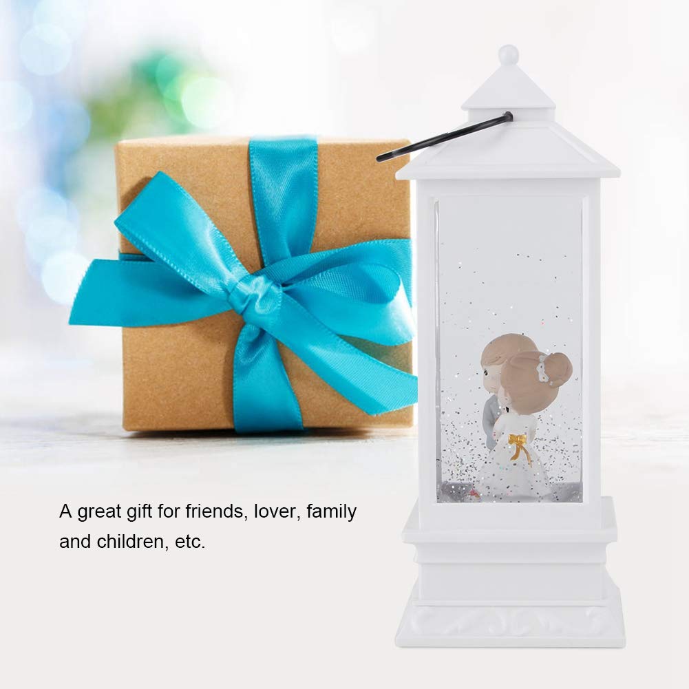 Globo de nieve navideño con luces LED para decoración del hogar, diseño de linterna festiva, material duradero, regalo ideal para vacaciones, familiares y amigos (pareja blanca)