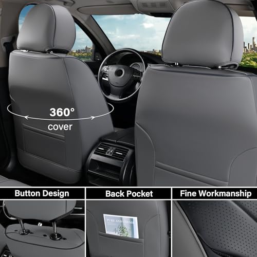 Image of Coverado Front Seat Covers, 2 Pack Waterproof Seat Cover for Cars, Driver Seat Covers, Waterproof Car Seat Protector, Leather Car Seat Cushions Universal Fit for Most Sedan, SUV, Trucks(Gray&Black)