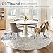 8ft Round Area Rug Living Room Rugs - 8x8 Washable Large Soft Indoor Neutral Modern Abstract Low Pile Rug Carpet for Bedroom Dining Room Farmhouse Home Office - Beige Blue