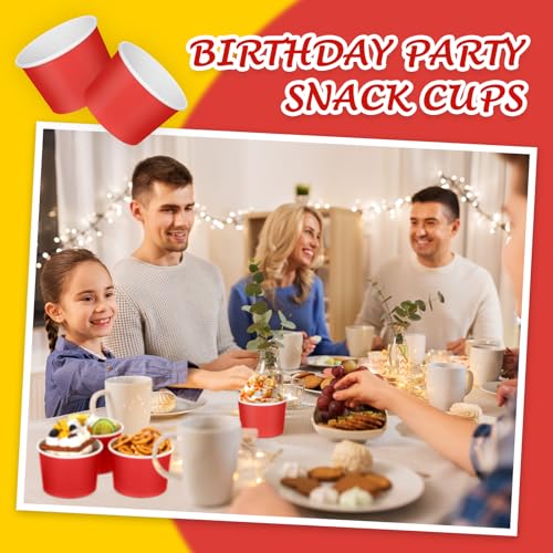 Image of Nuenen 300 Pcs 8 oz Summer Ice Cream Paper Cups Bulk Disposable Dessert Cups Solid Color Paper Dessert Bowls for Snack Sundae Spring Party Favors Ice Cream Bar Supplies (Red)