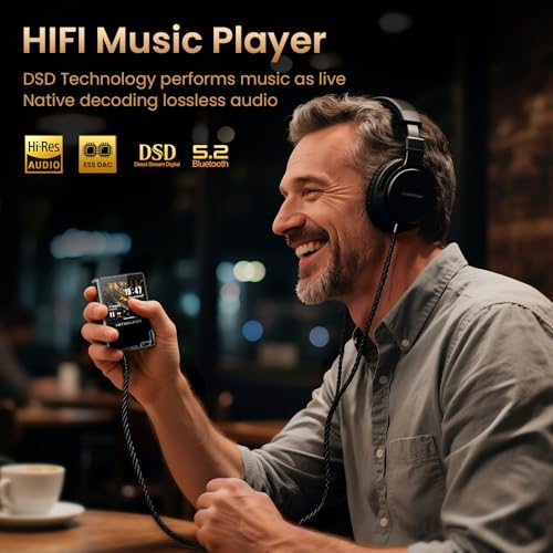 Image of HIFI WALKER Hi-Res MP3 Player with Bluetooth, H2 Touch 2.4 inch HD Touchscreen, DSD /FLAC Lossless Audio Player, 128GB SD Card Included, Supports up to 512GB