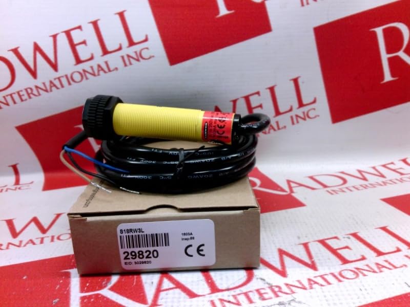 BANNER ENGINEERING S18RW3L (29820), 2 Meter Cable Length, 2 Meter Range, 20-250 VAC Input, Barrel-Mount, EZ-Beam, S18 Series Retro, Sensor, SPST Solid-State Output
