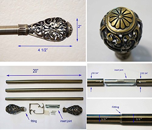 TheDisplayDeal Hanging Rod Set, 20-to-58 Inch adjustable Length, 3/4-Inch OD, for curtain tapestry