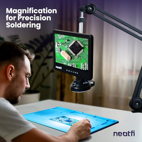 Image of Neatfi Digital Microscope for Adults, 10.1-Inch Screen, Coin Microscope with Light for Error Detection, 18x-2040x Magnification, USB Connection, 3 Lenses, 64GB SD Card (Black)