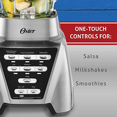 Oster Pro 1200 Smoothie Blender with Glass Jar & 24oz To-Go Cup, Countertop Kitchen Blender with 7 Speeds, 1200W Power, Brushed Nickel image 3