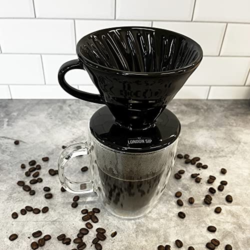 Image of The London Sip Ceramic Coffee Dripper Pour Over Ceramic Coffee Maker, Coffee Slow Brewing Accessories for Home, 1-4 Cup, Black