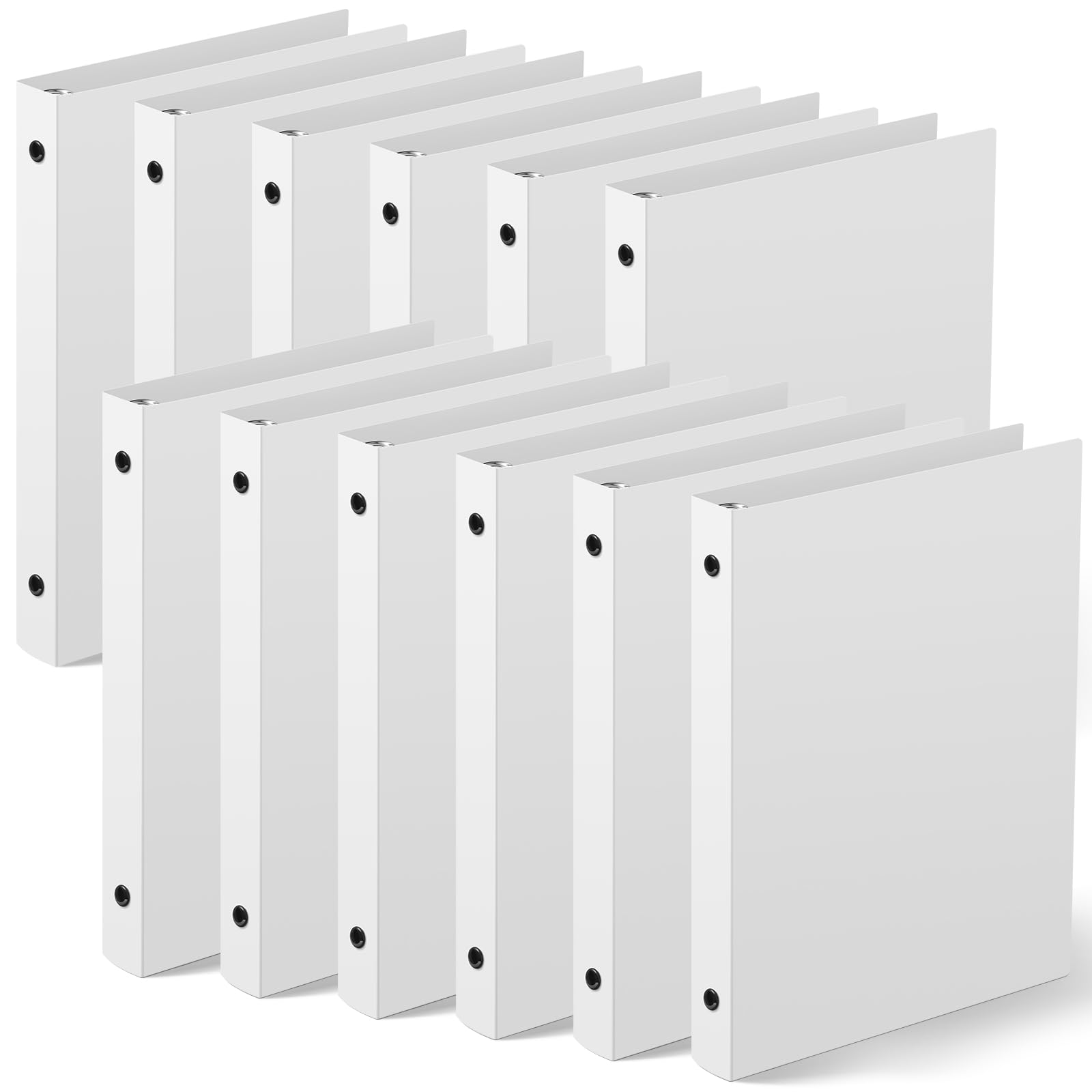 Henoyso 12 Pcs Plastic Mini 3 Ring Binder, Fits 5.5" x 8.5" Paper, Three Round Rings Flexible Mini Binders for School, Office Use, Recipe Binder, Photo Album Pages(1 Inch,White)