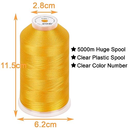 Image of New brothread - Single Huge Spool 5000M Each Polyester Embroidery Machine Thread 40WT for Commercial and Domestic Machines - Harvest Gold