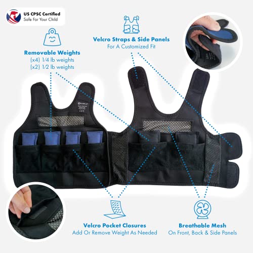 Harkla Weighted Vest for Kids - Neoprene Compression Vest - Ages 2 to 4 - Adjustable Kids Weighted Vest with 2lb Weight - Breathable and Washable Compression Vest - Small - Image 5
