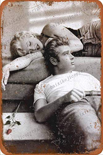 Marilyn Monroe and James Dean poster Carteles de chapa vintage Cartel de chapa Retro Letrero de metal Placa Arte Decoración de pared 8 × 12 Pulgadas