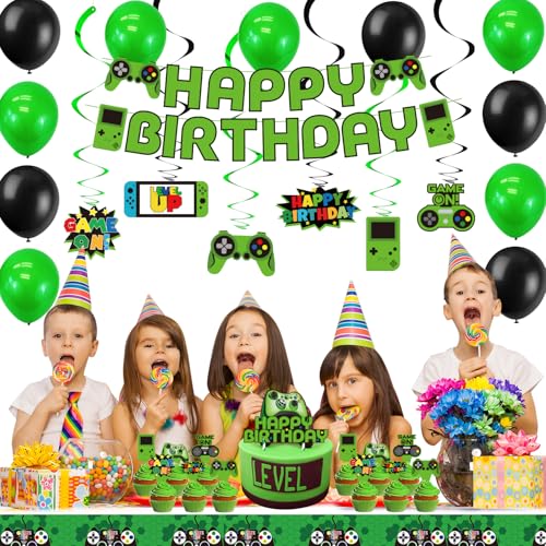 Kotlmight SDSD5123 Green Video Game Party Supplies 201Pcs Gamer Gaming Party Decoration For Boys Birthday Party Table Cover thumb #5