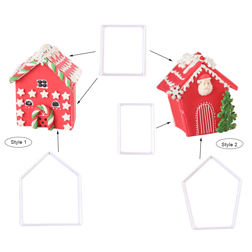 Juego de cortador de galletas de casa de jengibre, juego de cortador de galletas de plástico 3D, mini casa de Navidad, molde de galletas de la casa de Navidad, herramientas de hornear de bricolaje