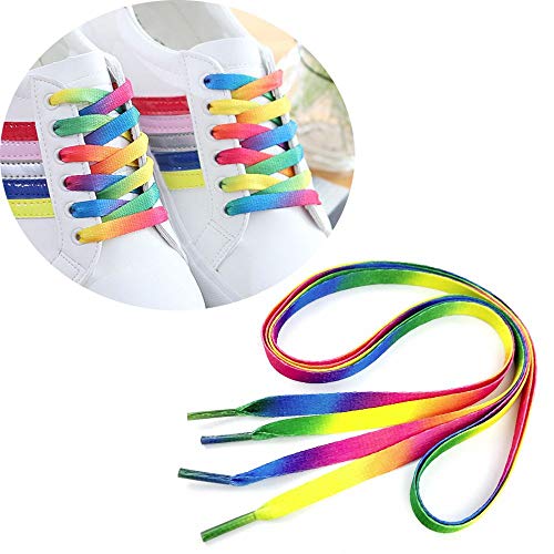 Gaosu Rainbow Shoelace, Flat Sports Shoe Laces, for Sports Shoes Boots Sneakers Skates, 5 Pairs of Replacement Shoe Laces Strings