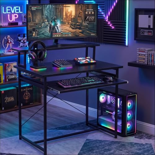 Image of Callas ST-25 DeskMate Pro Engineered Wood Study Desk | 90x54x94.5 cm | Sliding Keyboard Tray, Monitor Riser Shelf | Metal Frame | Home Office, Gaming & Kids Room (Black, ST-25) - 1 Year Warranty