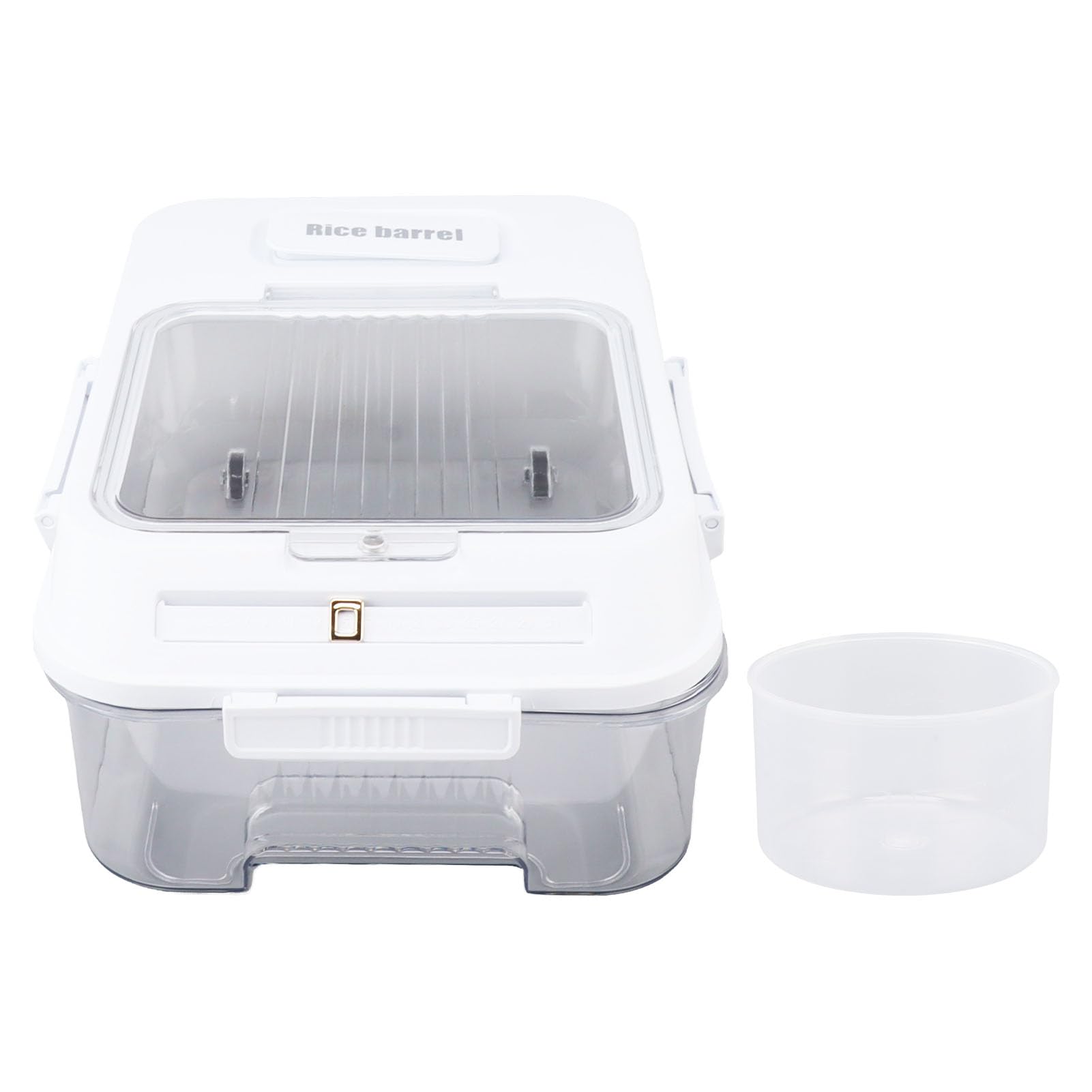 Contenitore per la conservazione del riso con coperchio ribaltabile magnetico e piccola scatola incorporata, PP e PET per uso alimentare, sigillato ermeticamente, riutilizzabile e (S550 ml 8000 mAh)