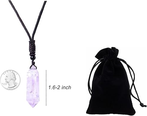 Miniatura 6 de Péndulo de cristal natural para adivinación, coloridos colgantes de cristal curativo de cuarzo, varita de cristal de doble punta, 6 facetas