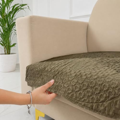 Image of Homerz Premium Petal Charm Sofa Cover | Embossed Floral Pattern | Soft Touch, Anti-Dust & Easy Wash Fabric (Coffee, 1 Seater)