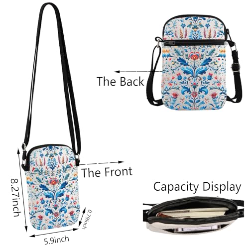 TSOTMO Swedish Folk Art Floral Crossbody Bag Scandinavian Gift Nordic Shoulder Bag Sweden Gift for Women2