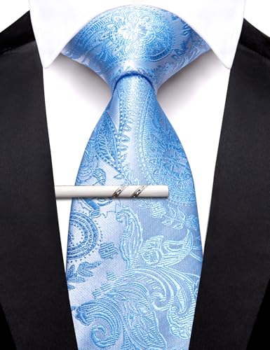 Image of Barry.Wang Mens 6 PCS Ties Silk Striped Paisley Check Necktie Silky Woven Wedding Business Party Ties