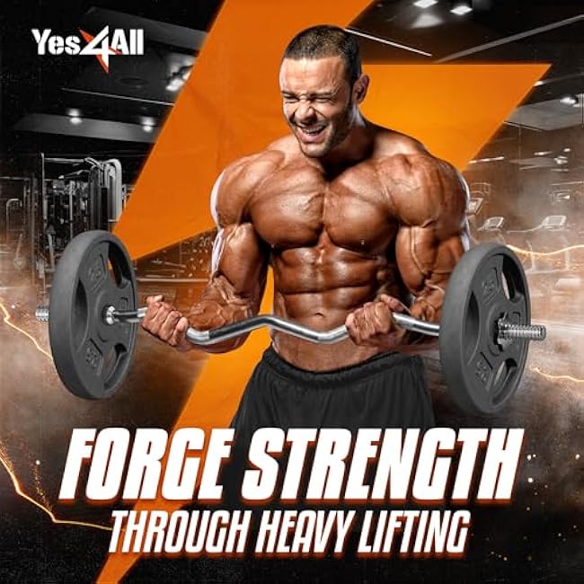 Yes4All Standard 1-Inch Grip Weight Plates, Cast Iron with Multiple Sizes from 2.5 lb to 35 lb for Strength Training, Weightlifting & Muscle Toning