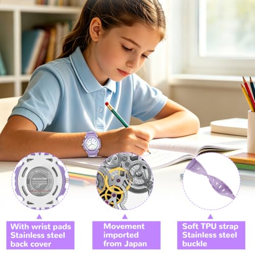 Image of CKV Kids Watch Analog Waterproof Time Teaching for Boys Girls | Acuurate Time Easy to Read with Soft TPU Band Thoughtful Present for Children age 5-15