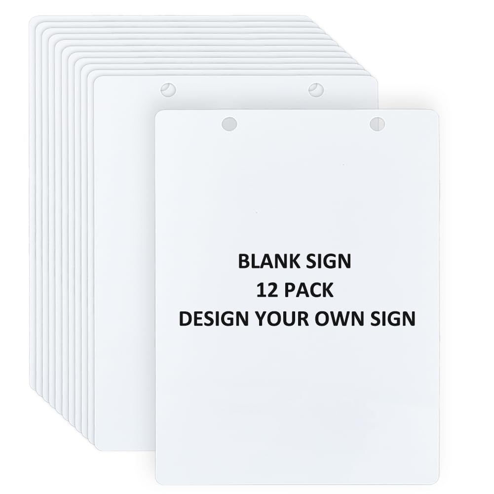 SUPERFINDINGS 12Pcs Sign Blanks White 8.3x5.8 Inch/21x14.8cm Matte Double-Sided Blank Plastic Sign White Craft Panel For Garage Sale Painting Vinyl Street Parking Lot Use