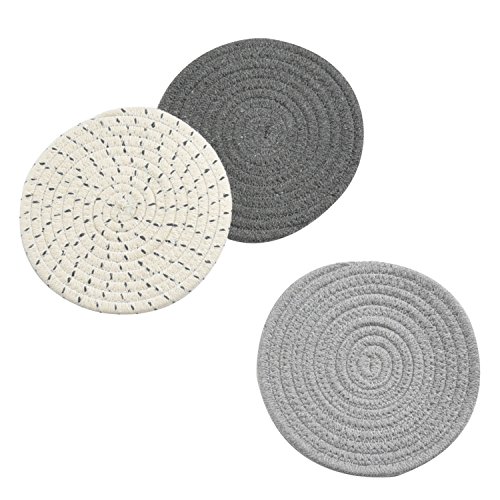 Jennice House UNKNOWN Potholders Set Trivets Set 100% Pure Cotton Thread Weave Hot Pot Holders Set (Set Of 3) Stylish Coasters thumb #1