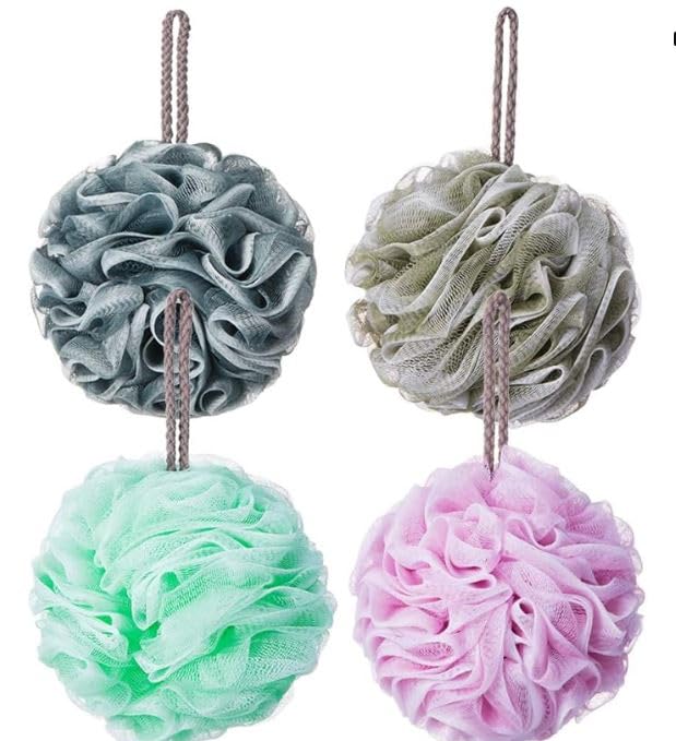 Loofah Sponge Shower Loofahs 50g Bath Sponges Mesh Balls for Body Body Scrubber Exfoliator Wash Back Scrubber Bathroom Men Women Scrubber Cleaning Bathing Accessories 2 Piece Set (Brown)