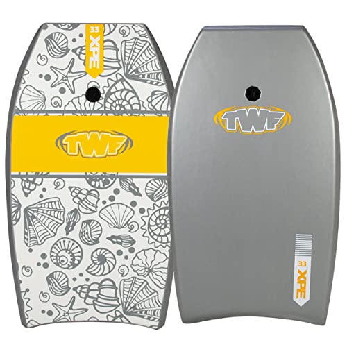 TWF XPE Pro 37' Slickback Kids Bodyboard con correa – 6 opciones de color (Conchas marinas grises)