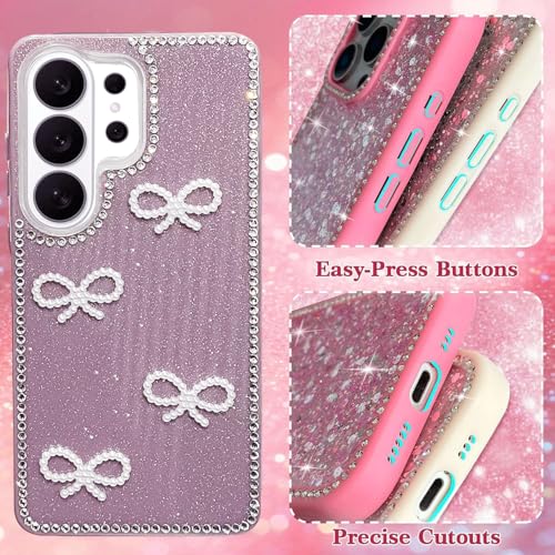 Image of DIZORO for Samsung Galaxy S26 Ultra 5G case,Cute Bow Tie Aesthetic Phone Case,Trendy Slim Hard IMD Shockproof Protective Bumper Designer Phone Back Cover for Women Girls - Wine