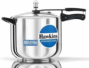 Hawkins Stainless Steel 10L Inner Lid Pressure Cooker Induction Compatible, 10 Liter